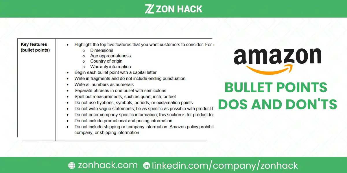 amazon bullet points dos and don'ts